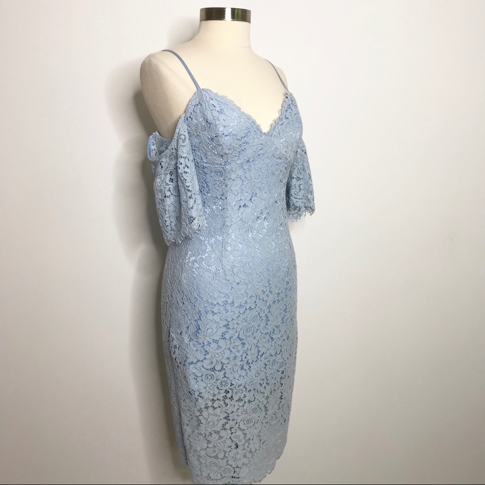 Bardot Karlie Lace Dress Sky Blue Cold Shoulder 8 - Picture 3 of 8